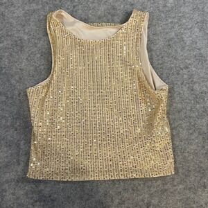 Gold Sequin Sleeveless Tank Top Glam‎ Party Size M